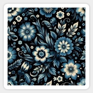 Blue Floral Illustration Sticker